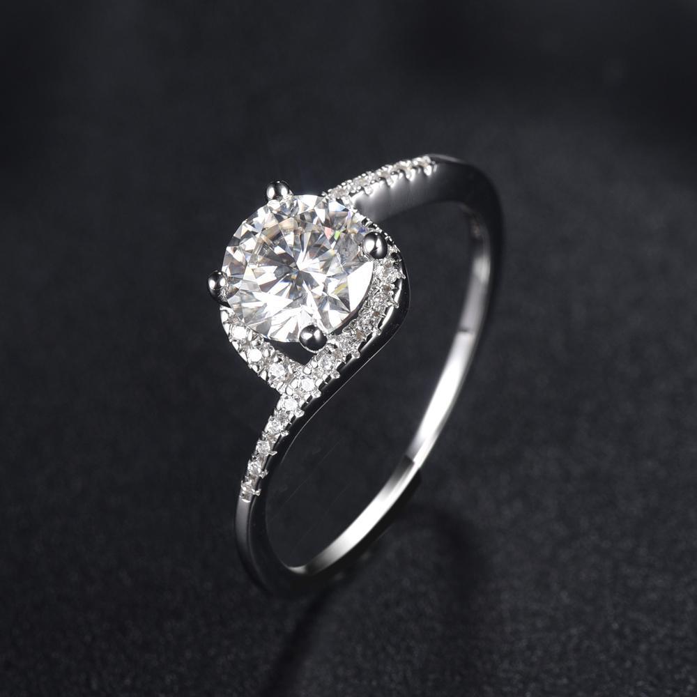 Sterling silver moissanite hot sale wedding rings