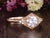 Round Cut Moissanite Engagement Ring, Art Deco Trilogy Design