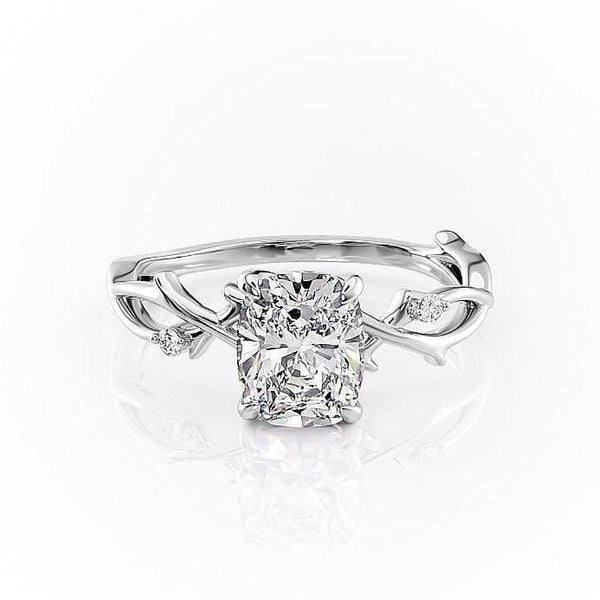 Elongated Cushion Cut Moissanite Engagement Ring, Twig Design