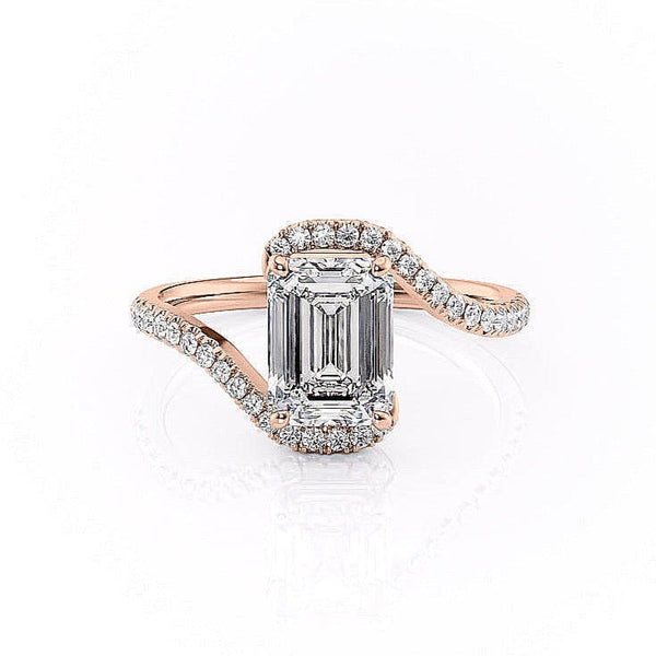 Emerald Cut Moissanite Twist Ring