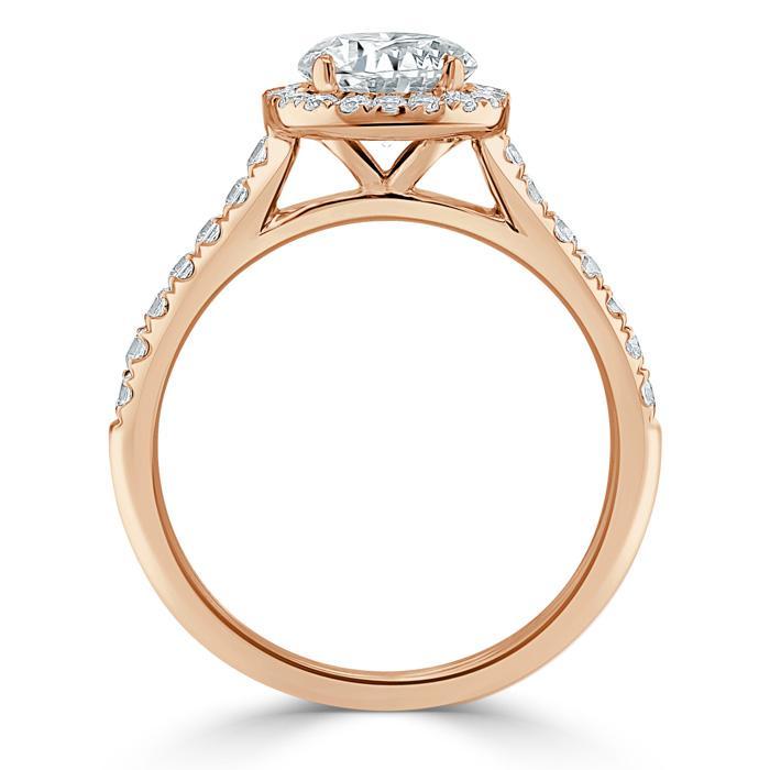 Pear Cut Moissanite Engagement Ring, Classic Halo