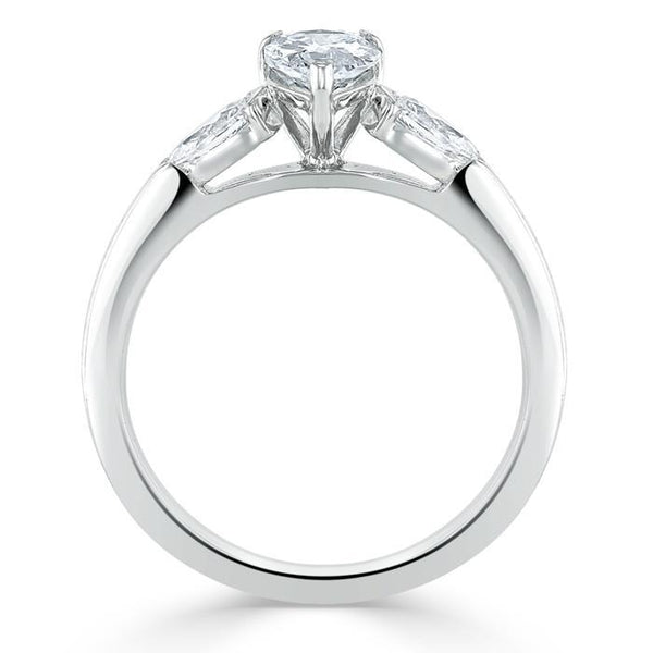 Pear Cut Moissanite Engagement Ring, Classic 3 Stone