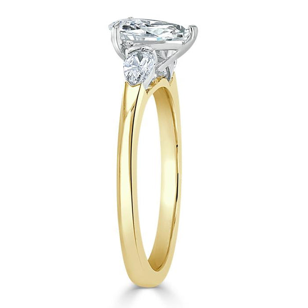 Pear Cut Moissanite Engagement Ring, Classic 3 Stone