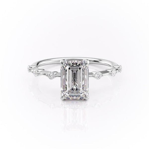 EMERALD CUT MOISSANITE RING - DELICATE VINTAGE STYLE