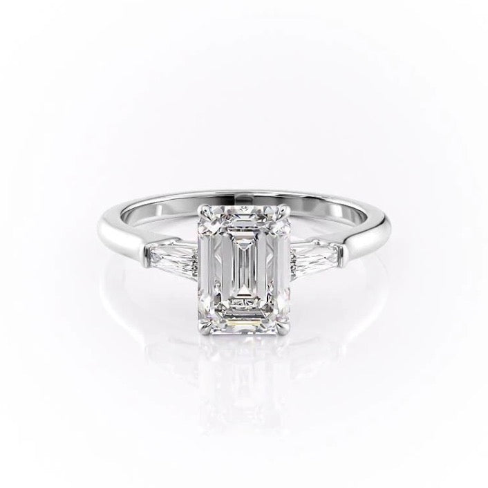 Emerald Cut Moissanite, Traditional Classic Design