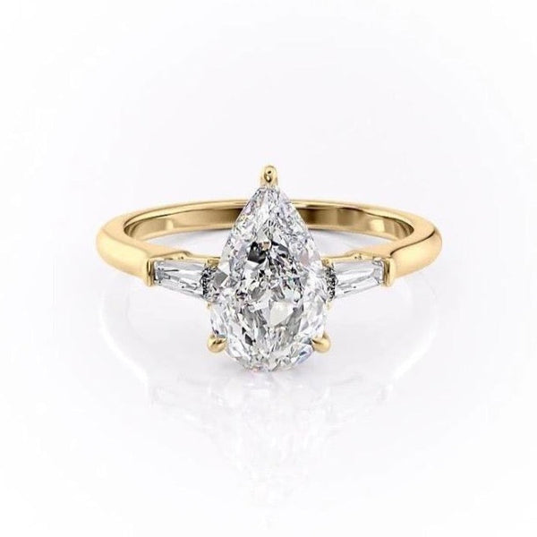 Pear Cut Moissanite, Traditional Classic Design