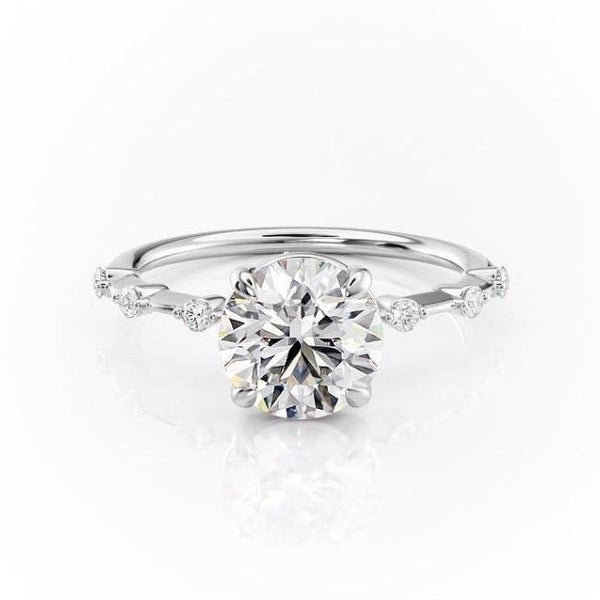 ROUND CUT MOISSANITE RING - DELICATE VINTAGE STYLE