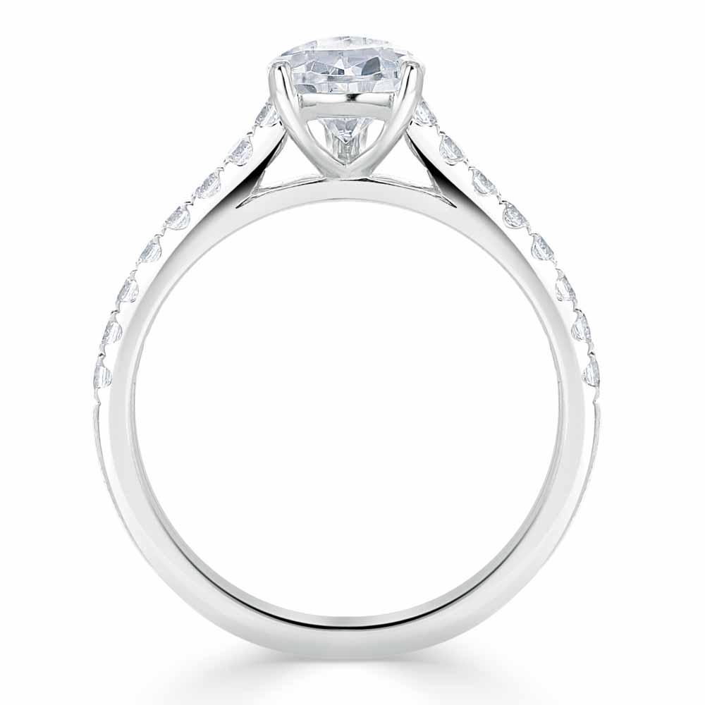 Pear Cut Moissanite Engagement Ring, Classic Style