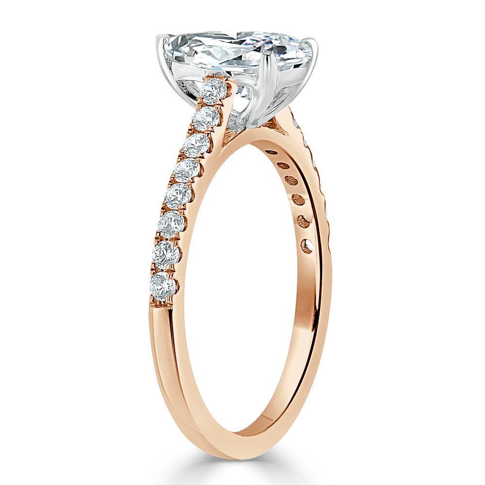 Pear Cut Moissanite Engagement Ring, Classic Style