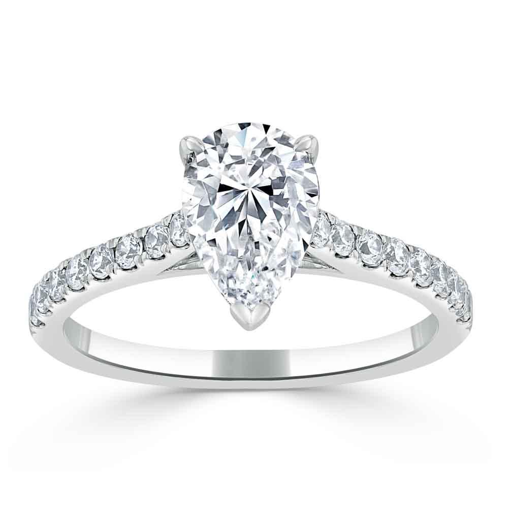 Pear Cut Moissanite Engagement Ring, Classic Style