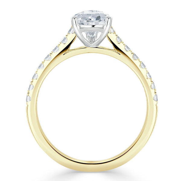 Pear Cut Moissanite Engagement Ring, Classic Style