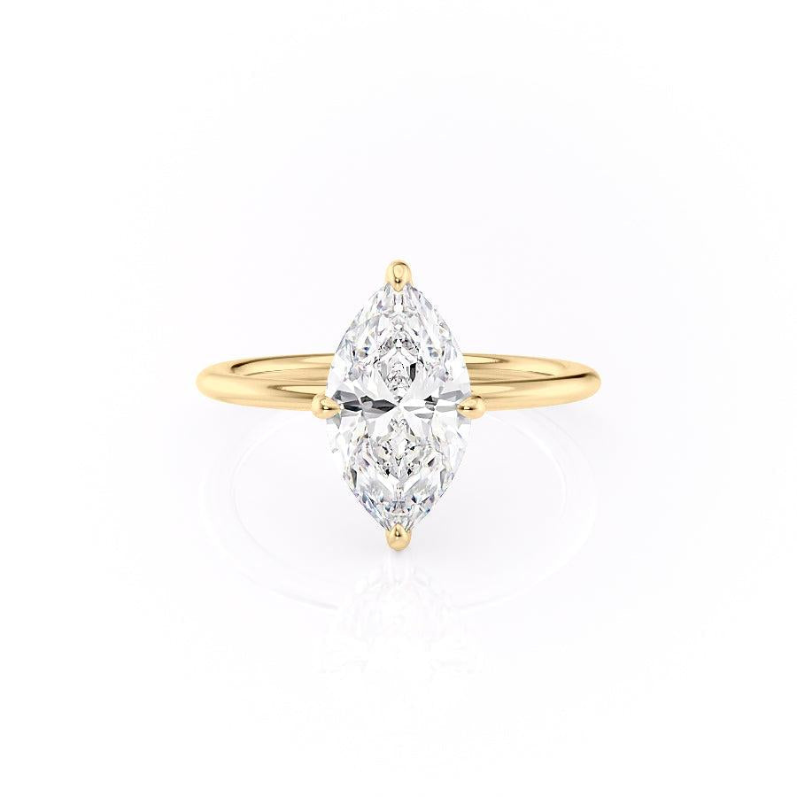 2.5 Carat Marquise Cut Moissanite Engagement Ring, Solitaire With Accent Ring, Marquise Cut 2024 Ring, Wedding Ring, 14K Solid Yellow Gold Ring