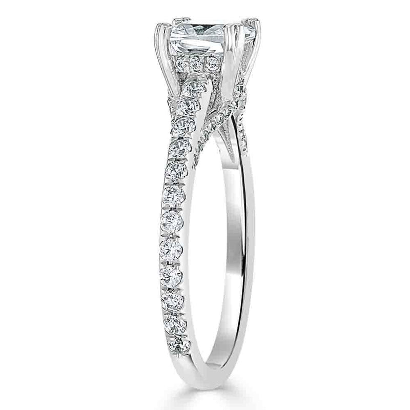 Cushion Cut Moissanite Engagement Ring, Tiffany Style