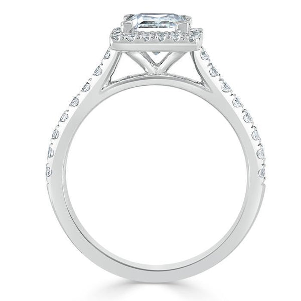 Princess Cut Moissanite Engagement Ring, Classic Halo