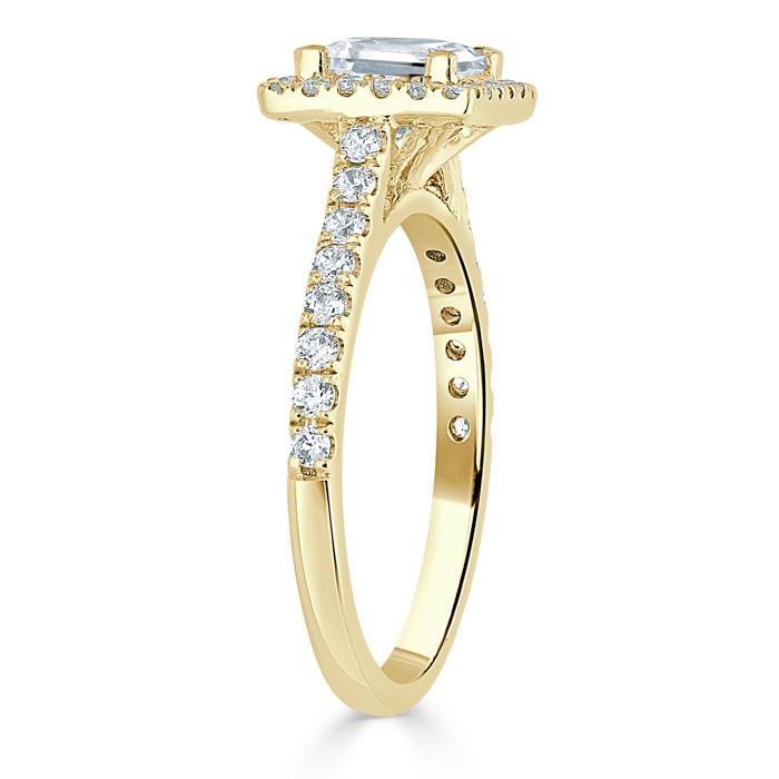 Princess Cut Moissanite Engagement Ring, Classic Halo