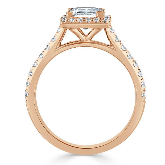 Princess Cut Moissanite Engagement Ring, Classic Halo