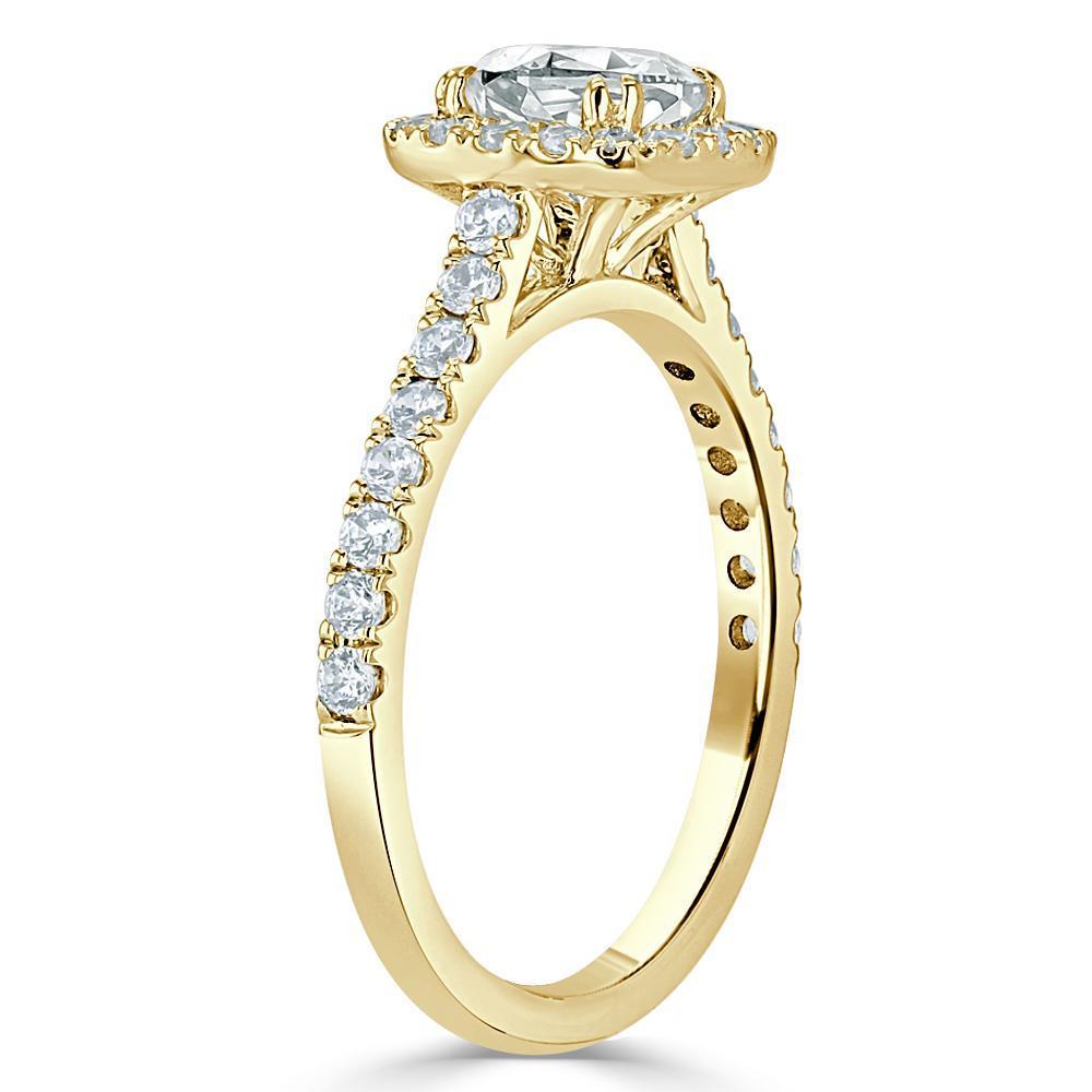 Cushion Cut Moissanite Halo Engagement Ring, Tiffany Style