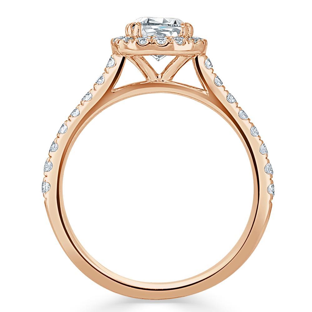 Cushion Cut Moissanite Halo Engagement Ring, Tiffany Style