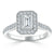 Emerald Cut Moissanite Engagement Ring, Classic Halo