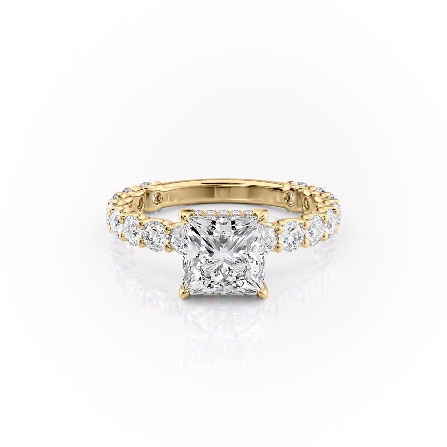 PRINCESS CUT MOISSANITE STONE SET SHOULDERS WITH HIDDEN HALO