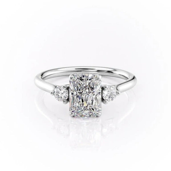 Radiant Cut Moissanite 3 Stone Ring