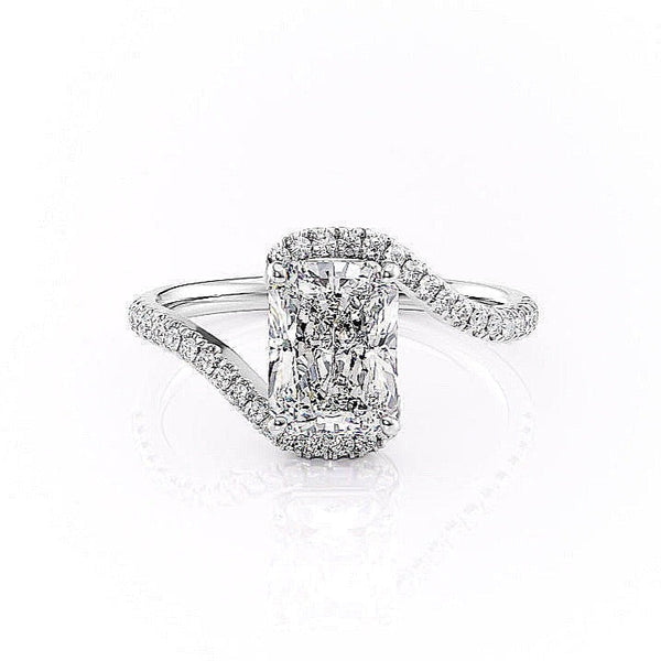 Radiant Cut Moissanite Twist Ring