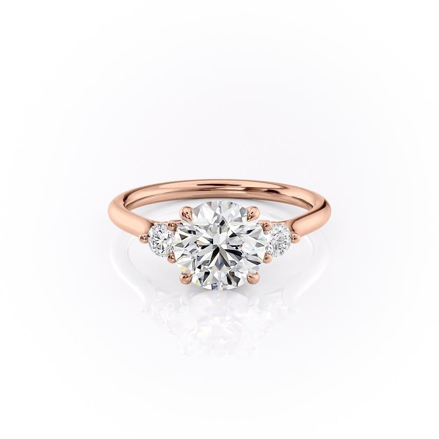 Round Cut Moissanite 3 Stone Ring