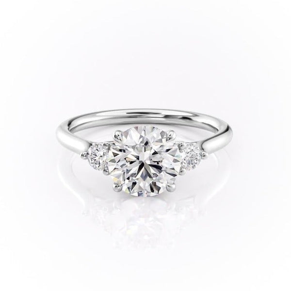 Round Cut Moissanite 3 Stone Ring