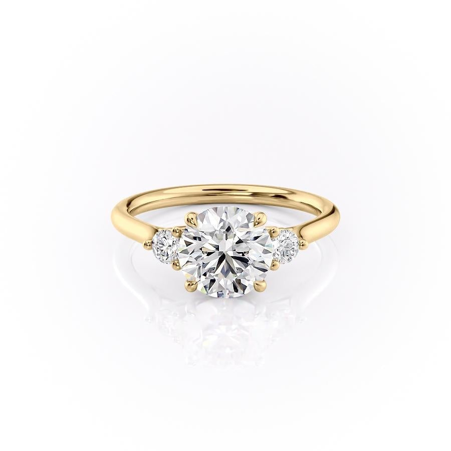 Round Cut Moissanite 3 Stone Ring