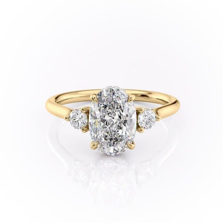 Oval Cut Moissanite 3 Stone Ring