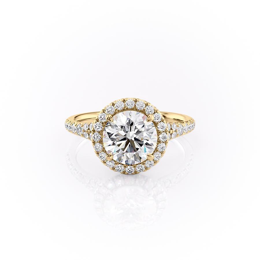 Round Cut Moissanite Engagement Ring, Halo With Split Shank