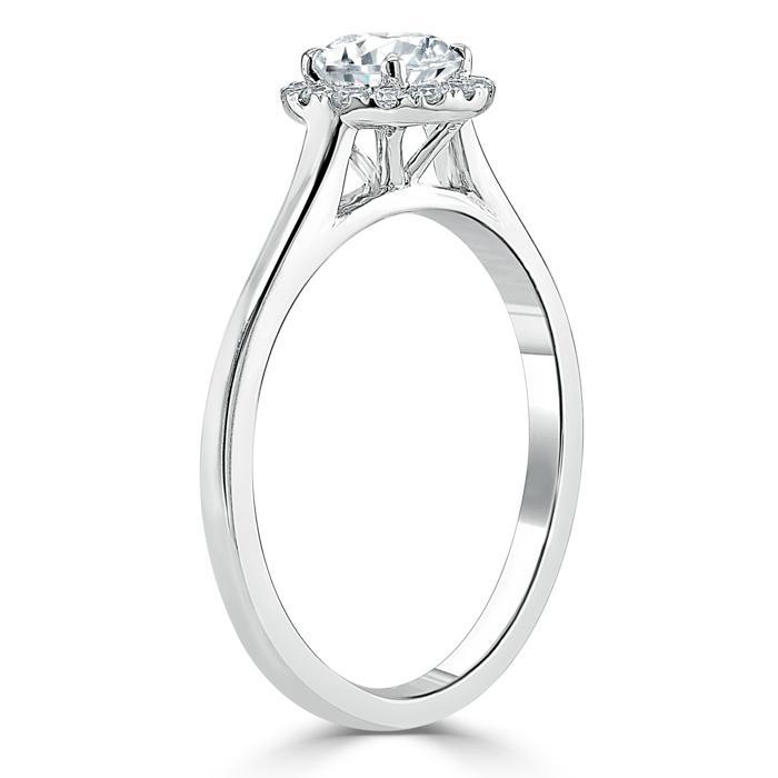 Round Cut Moissanite Halo Engagement Ring