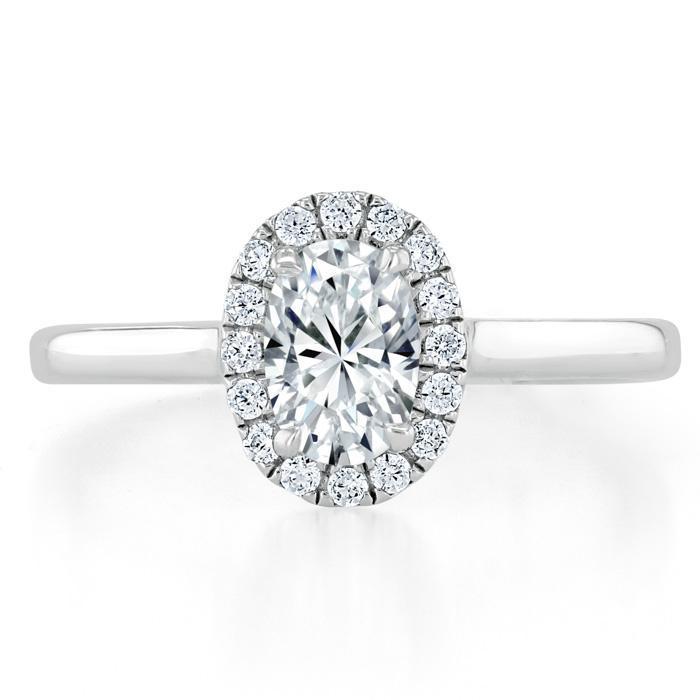 Oval Cut Moissanite Halo Engagement Ring