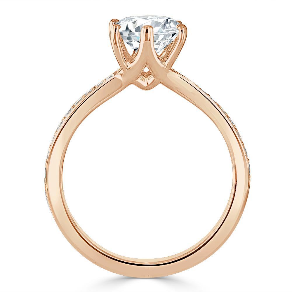 Round Cut Moissanite Engagement Ring, Classic Tiffany Style