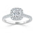 Round Cut Moissanite Halo Engagement Ring, Tiffany Style