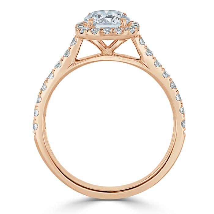 Round Cut Moissanite Halo Engagement Ring, Tiffany Style