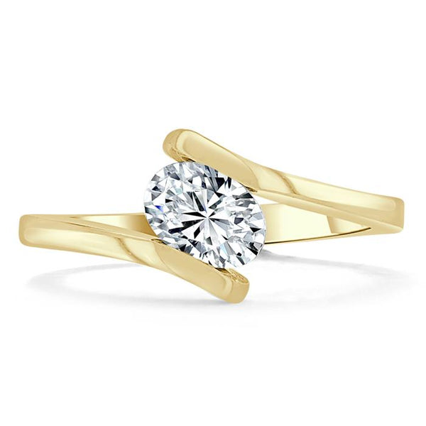 Oval Cut Moissanite Engagement Ring, Twist Design