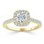 Round Cut Moissanite Halo Engagement Ring, Tiffany Style