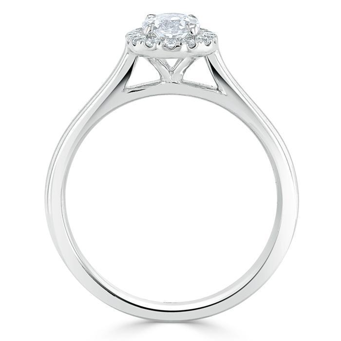 Oval Cut Moissanite Halo Engagement Ring