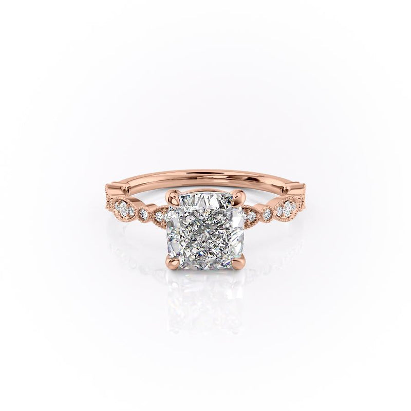 Cushion Cut Moissanite Engagement Ring, Vintage Design