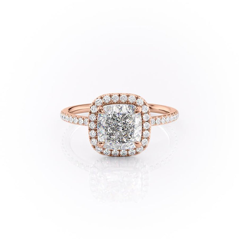 Cushion Cut Moissanite Ring, Classic Halo Design