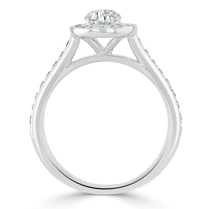 Oval Cut Moissanite Halo Engagement Ring, Tiffany Style