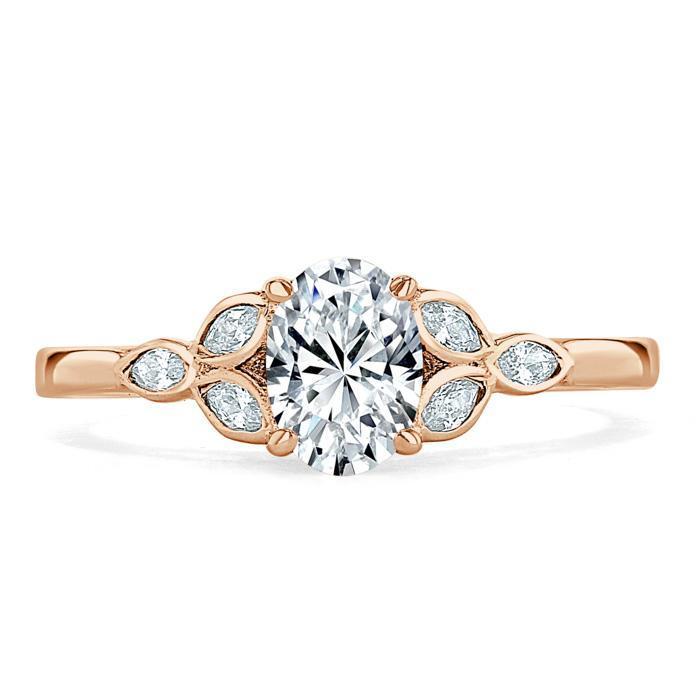 Oval Cut Moissanite Engagement Ring, Vintage Style