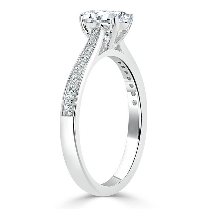 Oval Cut Moissanite Engagement Ring, Classic Style