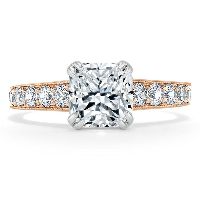 Cushion Cut Moissanite Engagement Ring, Tiffany Style