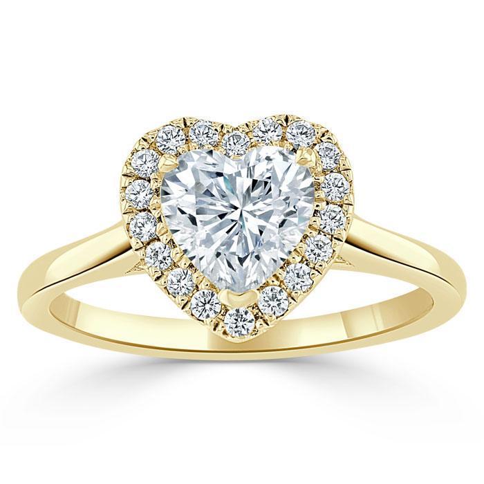 Heart Cut Moissanite Halo Engagement Ring