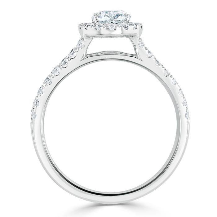 Oval Cut Moissanite Halo Engagement Ring, Tiffany Style