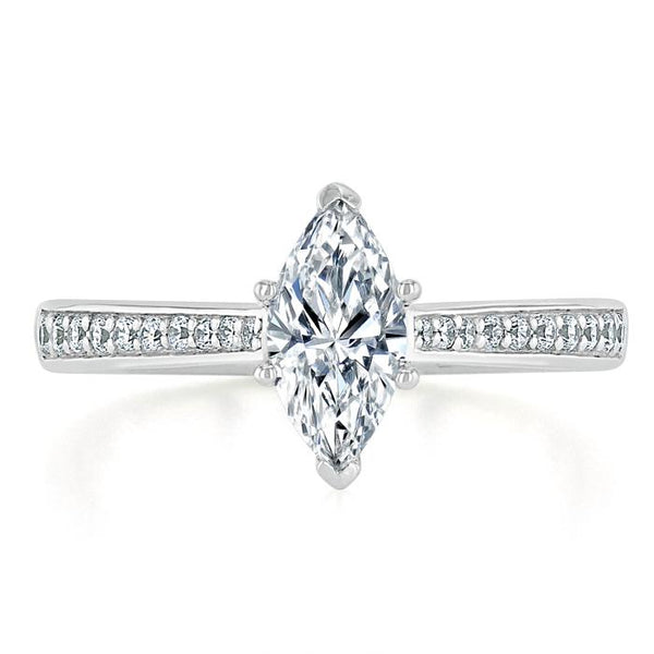 Marquise Cut Moissanite Engagement Ring, Classic Style