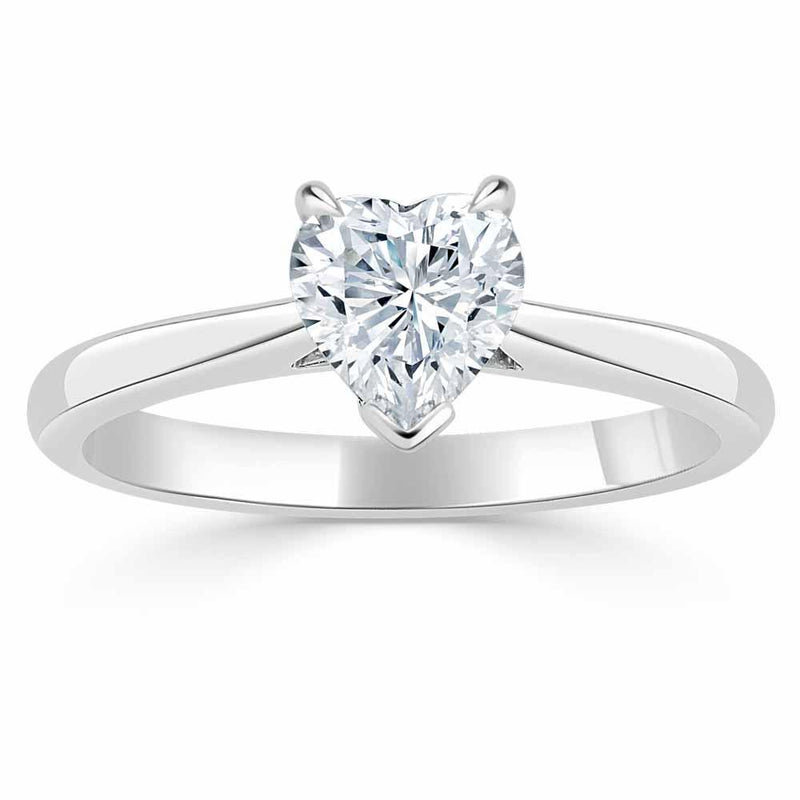 Heart Cut Moissanite Engagement Ring, Classic Style