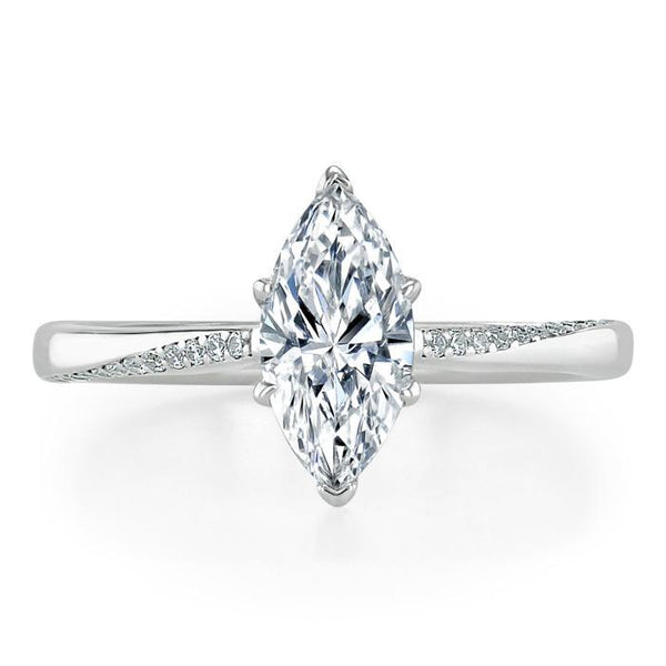 Marquise Cut Moissanite Engagement Ring, Classic Style